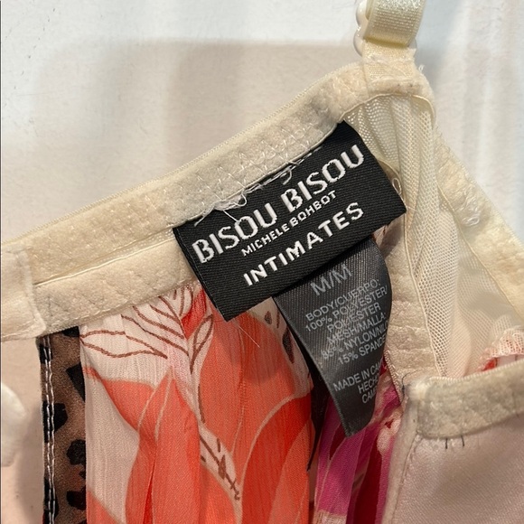 Vintage Bisou Bisou Floral Leopard mini Chemise slip medium women’s Y2K - Picture 2 of 6